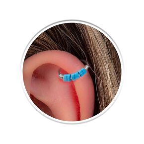 Helix Earring Hoop 20G With Turquoise Beads - 14k Gold Filled Cartilage Piercing Hoop For Women