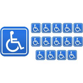 Handicap Sticker Decals, 15 Pack 5 in x 5 in Disabled Wheelchair Accessible Vinyl Labels Glossy Premium UV Protected Self Adhesive for Indoors & Outdoors