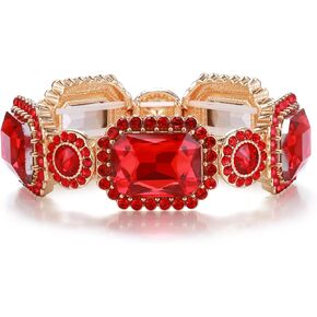 Flyonce Wedding Party Stretch Bracelet for Brides Bridal Rhinestone Crystal Vintage Art Deco Adjustable Elastic Bracelets for Women