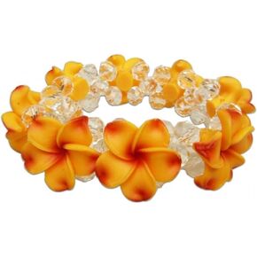 Plumeria Fimo Flower Bling Hawaiian Bracelet