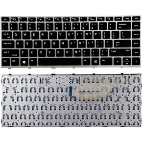 لوحة مفاتيح بديلة متوافقة مع HP ProBook 430 G5 / 440 G5 / 445 G5 / 640 G4 / 645 G4 / 640 G5 مع إطار فضي تخطيط أمريكي بدون إضاءة خلفية