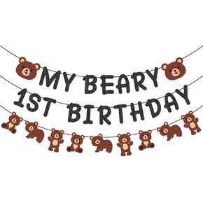 My Beary 1st Birthday Banner for Teddy Bear First Birthday Bear Themed 1st Birthday Decorations