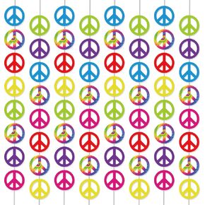 12 Pack 60's Hippie Theme Party Banners Decorations 60's Groovy Party Hanging Swirl Retro Peace Sign Paper Cutouts for 60's Hippie Theme Groovy Party Birthday Retro Party Carnival Decor Supplies
