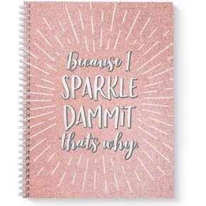 Softcover I Sparkle 8.5" x 11" Funny Spiral Notebook/Journal, 120 College Ruled Pages, Durable Gloss Laminated Cover, White Wire-o Spiral. Made in the USA