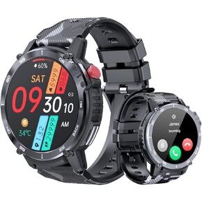 Smart Watches for Men 5ATM Waterproof, 4G ROM Smartwatch Support Connect to Bluetooth Headphones, Answer and Make Call, Heart Rate Blood Pressure Monitor, Compatible with Android iOS Phone