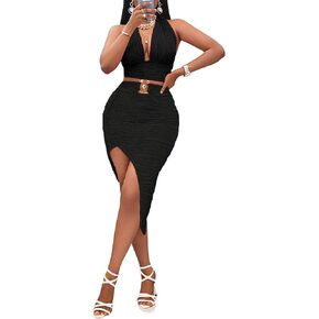 Womens 2 Piece Outfits Sexy Club Outwear Night Out Crop Top and Bodycon Skirt Set Dresses
