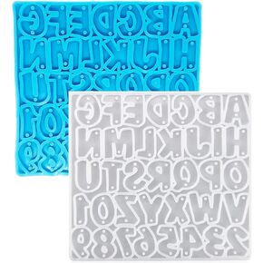 2PCS Alphabet Earring Epoxy Resin Mold, LORITARIA Mini Letter Number Silicone Moulds for Bracelet Necklace Pendant Jewelry Making