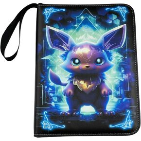 Card Binder 4 Pockets with 55 Removable Sleeves, Can Holds 440 Cards, 3-Ring Zipper Sports Book is Gifts for Boys and Girls