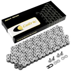 Caltric White 525-Pitch 120-Links Non-Oring Drive Chain Compatible with ATV/UTV/Quad/Side X Side/Motorcycle/Dirtbike/with Rivet and Clip on Master Links