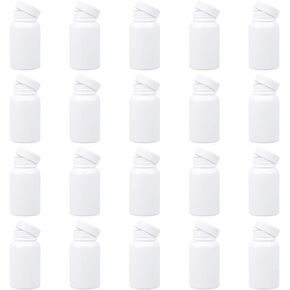 EXCEART 20pcs Empty Pill Bottle Portable Plastic Powder Medicine Holder Tablet Container Case for Pharmacy Vitamins Drug 100ml (White)