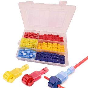 120 PCS T-Tap Wire Connectors, Self-Stripping Quick Splice Electrical Wire Terminals, Insulated Male Quick Disconnect Spade Terminals Assortment Kit with Storage Case