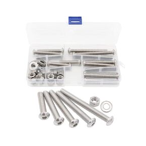 LBY 15 Sets 5/16-18 × (1-1/2''-3'') Socket Head Cap Screws, 5 Sizes Hex Socket Button Head Cap Nuts Flat Washers Kit, 304 Stainless Steel (Silver)