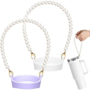 2 Pcs Silicone Water Bottle Holder Carrier with Strap Water Bottle Sling Water Bottle Handle Fits Most 8-40 oz Bottles Compatible with Stanley Cup Accessories