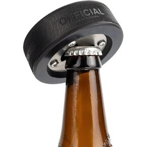Hockey Puck Bottle Opener | Made from Real Puck | Great Ice Hockey Gifts for Hockey Coach Gifts | Beer Opener Coaster and Gifts for Hockey Players | Hockey Puck Favors