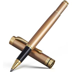 BEILUNER Ballpoint Pens, Stunning Black Chrome Metal Pen with Golden Trim, Best Ball Pen Gift Set for Men & Women, Professional, Executive, Office, Nice Pens-Gift Box with 0.5mm Black Extra Refill