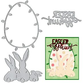 Metal Easter Bunny Rabbit Background Die Cuts for Card Making, Leaves Frame Cutting Dies for DIY Decor Paper Craft Card Making Scrapbooking Paper Album Stamp