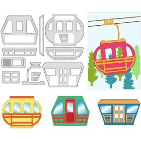 BENECREAT Cable Car Cutting Dies, Sightseeing Gondola Cutting Dies Stencils Metal Scrapbooking Template for DIY Embossing Photo Album Decorative Paper Cards Making, 13.7x11.9cm/ 5.4x4.7inch
