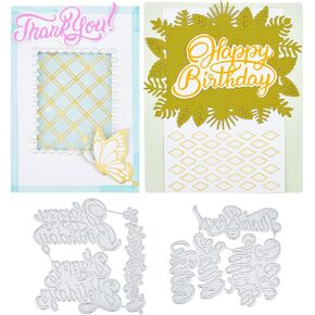 6PCS Thank You Hot Foil Plate, Words Metal Hot Foil Plate Birthday Congratulations Hot Foil Template for Card Making DIY Scrapbooking Crafts