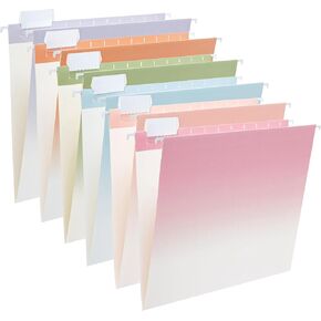 Y YOMA 6 Pack Colored Hanging File Folders Letter Size Decorative Hanging Folder Pretty File Folder Organizer for Filing Cabinet Office Home with 1/5-Cut Adjustable Tabs, Assorted Color