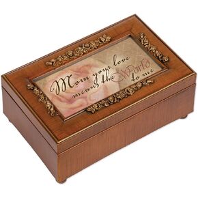 Mom Your Love Wood Finish Rose Jewelry Music Box - Plays Tune Wind Beneath My Wings