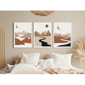 ملصق قماش Wowswe-3pcs، فن حديث، لوحة قماشية بوهيمية، مطبوعات فنية على شكل قمر الشمس، صور مطبوعة تجريدية، لغرفة النوم وغرفة المعيشة، ديكور جدار الفن، ديكور الحائط، ديكور الغرفة، غير مؤطر (11 × 14 بوصة) in Kuwait