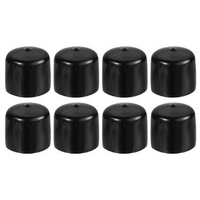 PATIKIL 2" ID Round Rubber End Caps, 8 Pcs Rubber Bolt Covers Caps PVC Rubber Screw Covers Flexible Screw Thread Protector Caps for Metal Tube Rod Bolt, Black
