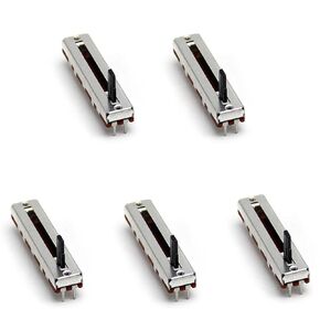 Fielect 5Pcs 100K Slide Potentiometer Carbon Film Fader Variable Resistors Mixer 45 x 9.5mm B100K 3Pins Ohm Linear Potentiometers for Dimming Tuning