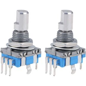uxcell 360 Degree Rotary Encoder Code Switch Digital Potentiometer 5 Pins 15mm D-Shaft 2Pcs