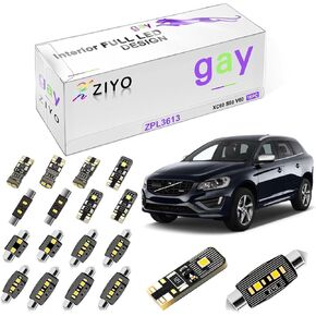 ZIYO ZPL3613 - (16 Bulbs) LED Interior Light Kit Replacement for Volvo XC60 S60 V60 2008-2017 + License Plate Light Bulbs Package, Xenon White Dome Lights Upgrade Error Free