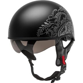 GMAX HH-65 Naked DOT Approved Half Helmet for Motorcycle, Moped, Scooter and More