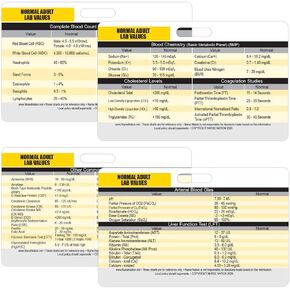 Lab Values Horizontal Plastic Badge Cards - Set of 2 Cards Used as Clinical Reference for Nurses (RN) - Great Nursing School Supplies and Accessories - Common lab Values, CBC, BMP, LFT, and More!