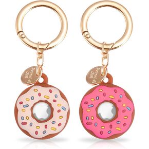 Watbro Airtag Keychain Donut Case for AirTag Tracker,Cute Protective AirTag Holder with Anti-Lost Keychain,Anti-Drop Scratch