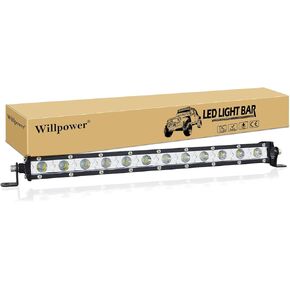 Willpower AUXTINGS 13 inch 60W Single Row LED Light Bar Low Profile Ultra Thin Slim Mini Spot Flood Combo Beam Off Road Driving Lights Led Fog Lights Boat Lighting ATV SUV UTV Truck