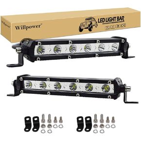 Willpower AUXTINGS 13 inch 60W Single Row LED Light Bar Low Profile Ultra Thin Slim Mini Spot Flood Combo Beam Off Road Driving Lights Led Fog Lights Boat Lighting ATV SUV UTV Truck