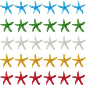 Honbay 30PCS Flatback Resin Charms Starfish No-Hole Beads Charms Ocean Theme Resin Cabochons Ornaments for Miniature Hair Accessories Phone Case Scrapbooking (5 Color)