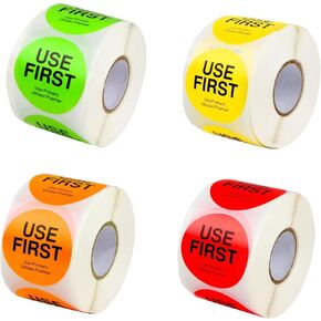 2000 قطعة من ملصقات التحكم في المخزون "الاستخدام أولاً" مقاس 1.5 بوصة، 4 ألوان تستخدم الملصقات الأولى، ملصقات طعام ذات جودة عالية للمطاعم، ملصقات دائرية - 500 ملصق لكل لفة in Kuwait