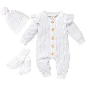 GRNSHTS الوليد طفلة رومبير الصلبة مضلع بذلة طويلة الأكمام أزرار 3 قطعة ملابس الرضع ملابس الخريف الشتاء in Kuwait