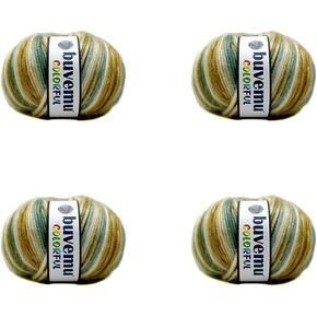 Colorful Self-Striping Multicolor Fuzzy with Subtle Sheen Yarn,%56 Polyester%44 Acrylic, Each 3.53 Oz(100 gr)/252yds(230m) (Rainbow - Blue, Purple, Green, Yellow, Orange, Pink)