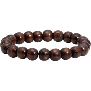 MILAKOO Mens Womens 10mm Brown Wood Beads Bracelet for Tibetan Buddhist Prayer Mala Meditation