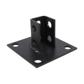 Post Base Channel 4 Hole Square, for 1-5/8" Single Strut Channel,Side Orientation - 6-inch x 6-inch Base,Heavy Duty Black Powder-Coated,1 PCS(Black)