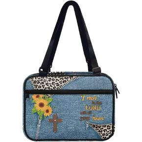 Cow Print Bible Cover Case for Women Bible Protector with Large Capacity Zippered Pocket Scripture BagBible Protector with Large Capacity Outdoor Travel Storage Bag
