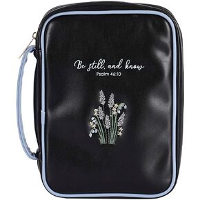 White Dove Designs Bible Cover-Be Still and Know-Black-XLG