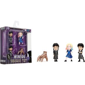 Jada Wednesday 2.5" Metalfigs 4-Pack – Durable Die-Cast Collectible Figurines – Includes Wednesday, Enid, Thing, Morticia – Ages 8+ – Vibrant Color Details, for Collectors & Fans
