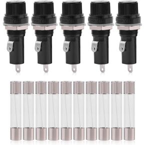 Holder Socket, 5pcs Electrical Panel Mounted Holder Socket for 6 * 30 Glass AC 125V 15A / 250V 10A