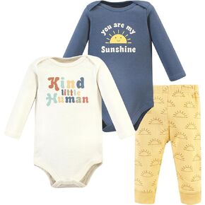Hudson Baby Unisex Baby Cotton Bodysuit and Pant Set, Kind Human Long Sleeve, 3-6 Months