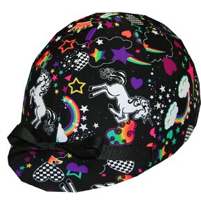 Equestrian Riding Helmet Cover - Rainbow & Unicorn
