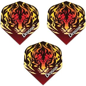 Art Attack 9 Pack Designa DSX Collection Flaming Tiger Animal Flames 100 Micron Extra Strong Dart Flights