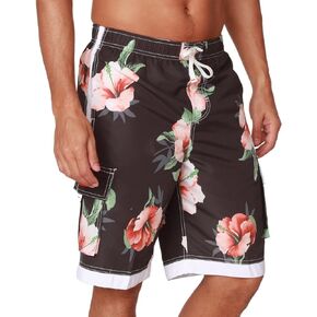 Men's Quick Dry Swim Trunks Cargo Water Shorts with Mesh Lining