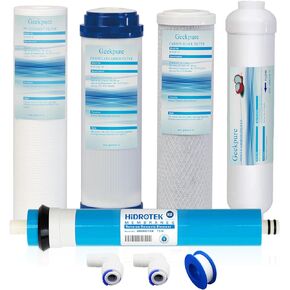 Geekpure 5 Stage Reverse Osmosis Replacement Filter Set with 75 GPD Membrane -Standard 10 Inch