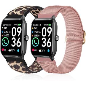 2 Pack Stretchy Nylon Watch Bands Compatible with Woneligo/Fitpolo Smart Watch IDW13, Loop Soft Elastic Straps for FITVII H56/ID208Plus/Gydom/ENOMIR/Amzhero/TOOBUR/MILOUZ/Tensky IDW19 Watch in Saudi Arabia